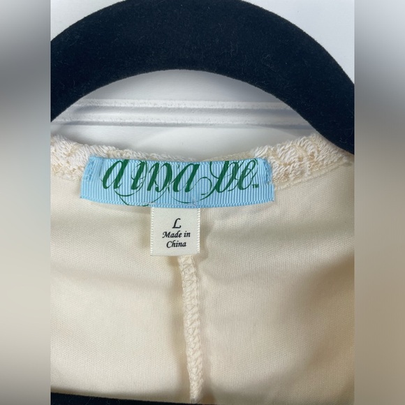 Dina Be Cream Mesh Lace Crochet One Piece V-Neck Sleeveless Bodysuit L Women’s - Picture 9 of 10